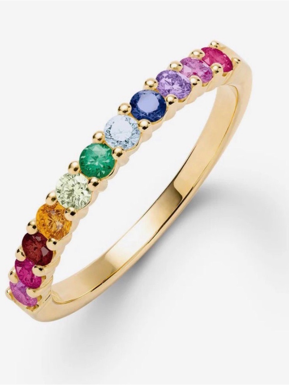 Rainbow Eternity Band Ring | Colorful CZ Stackable Ring